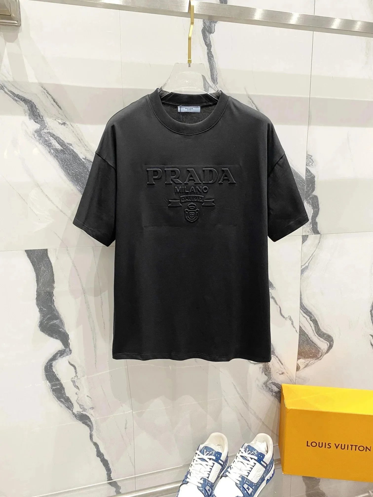 Prada T-Shirts Short-Sleeve Logo T-Shirt — 33