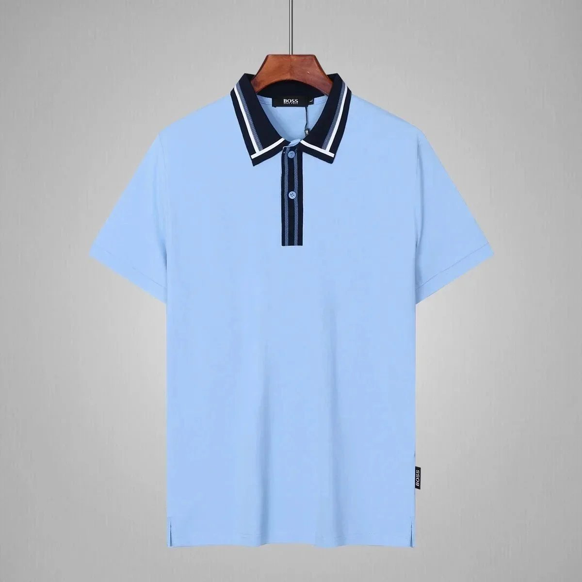 BOSS T-Shirts Short-Sleeve Polo Shirt with Contrast-Striped Collar and Placket — 4