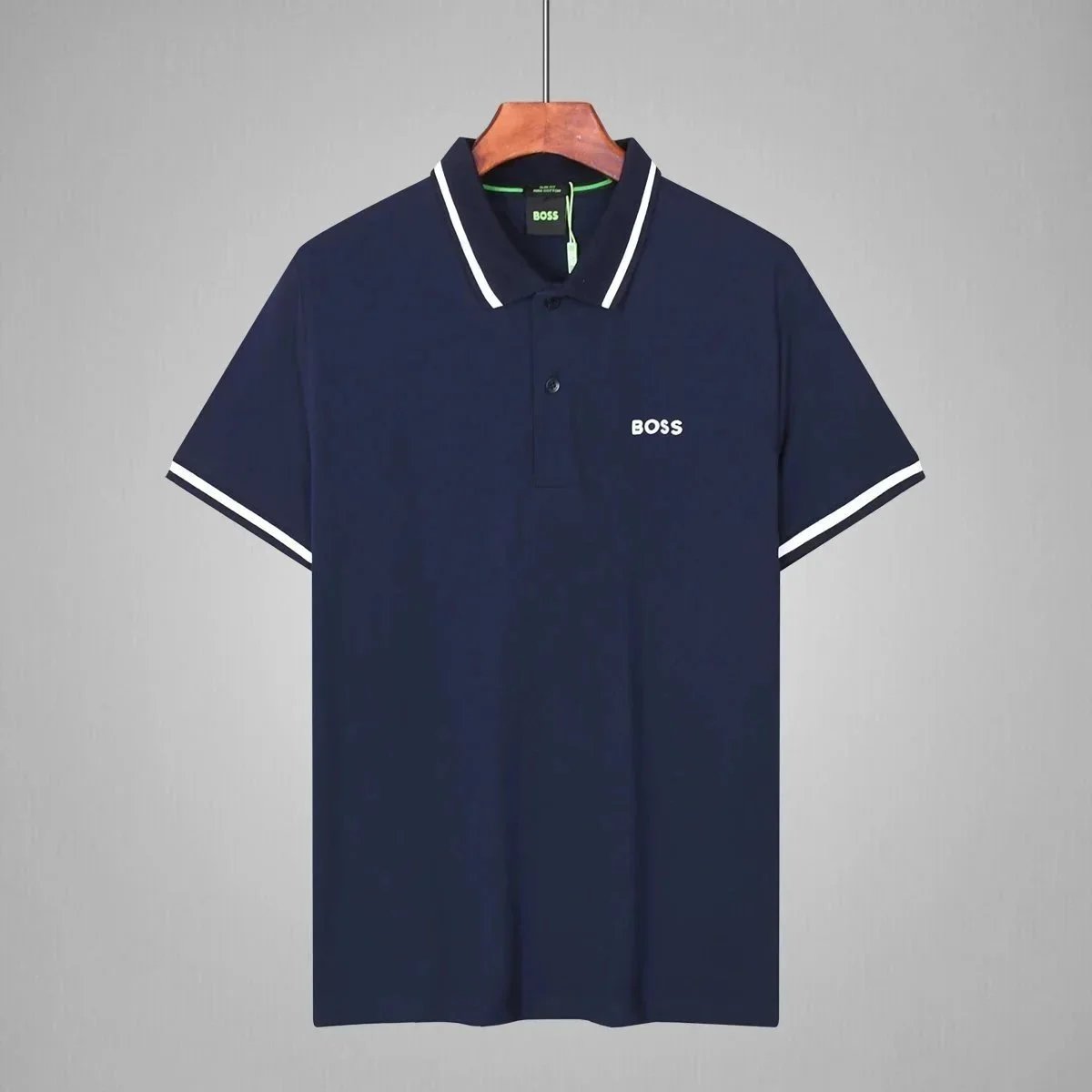 BOSS T-Shirts Short-Sleeve Polo Shirt with Contrast-Striped Collar and Placket — 7
