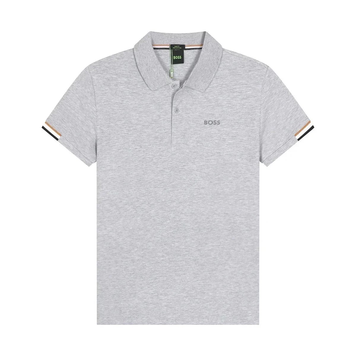 BOSS T-Shirts Short-Sleeve Polo Shirt with Contrast-Striped Collar and Placket — 15