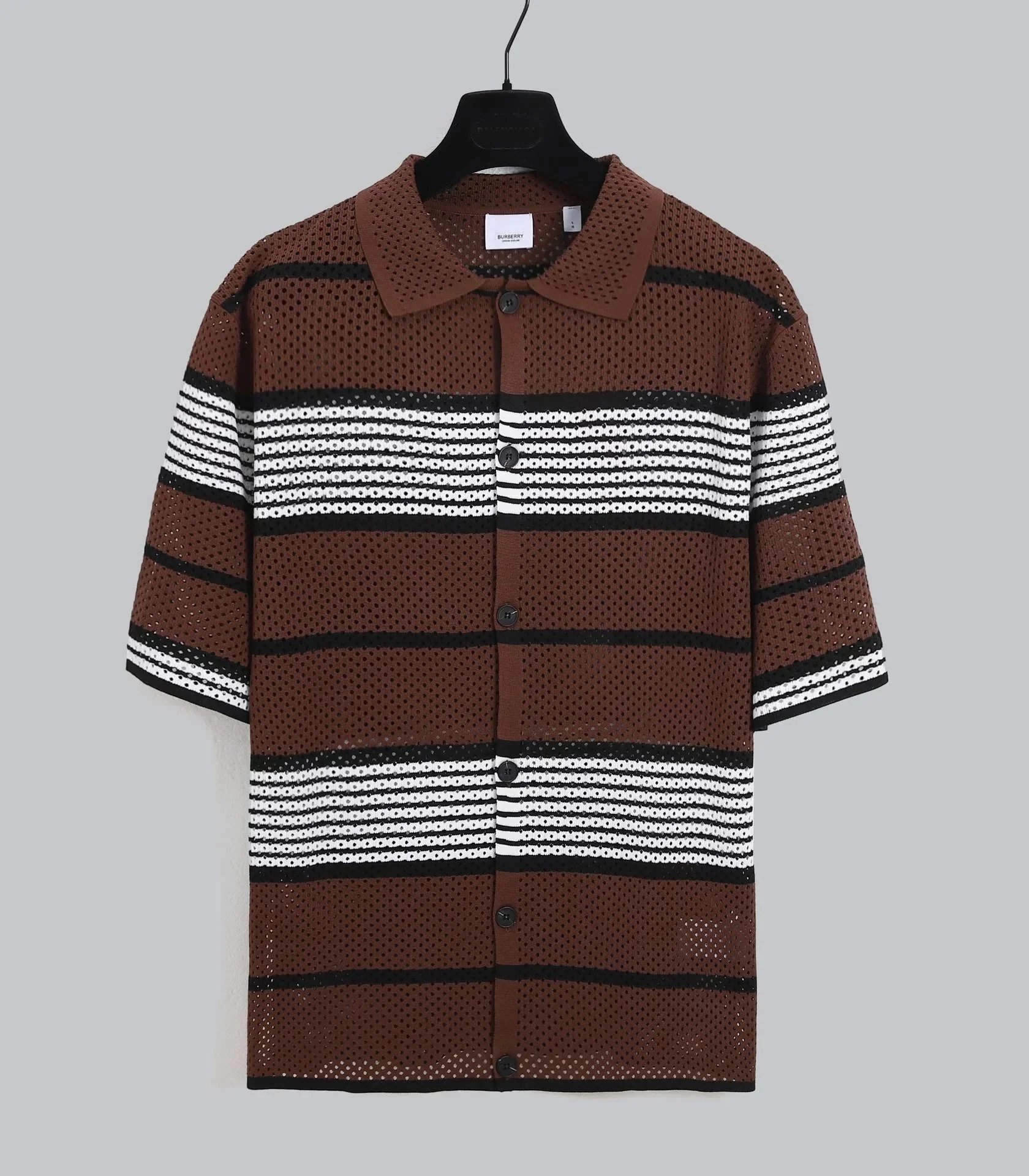 Burberry Open-knit striped short-sleeve tops image 3