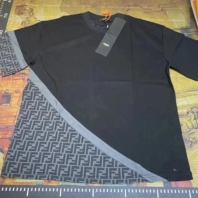 Fendi T-Shirts Short-Sleeve Color-Block FF Motif T-Shirt product detail image 1