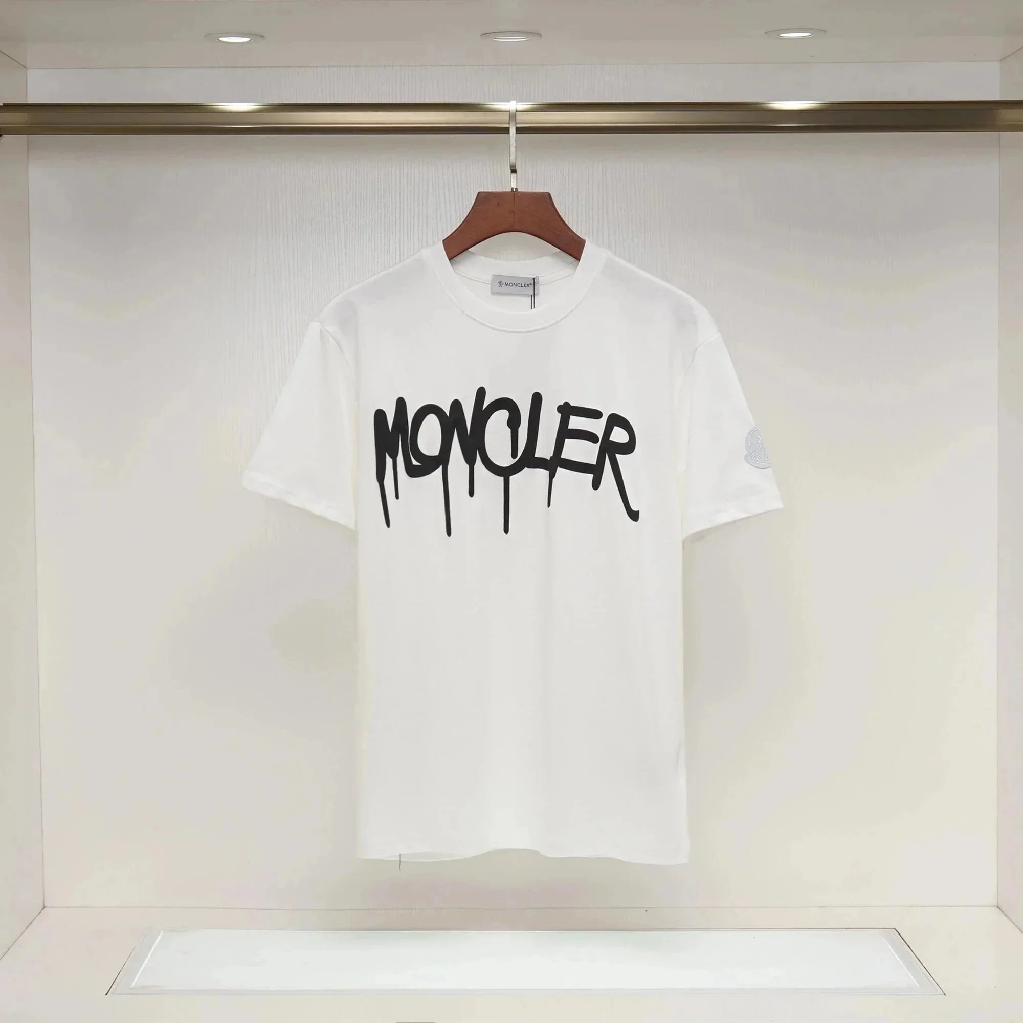 Moncler T-Shirts Graffiti Logo Print — white