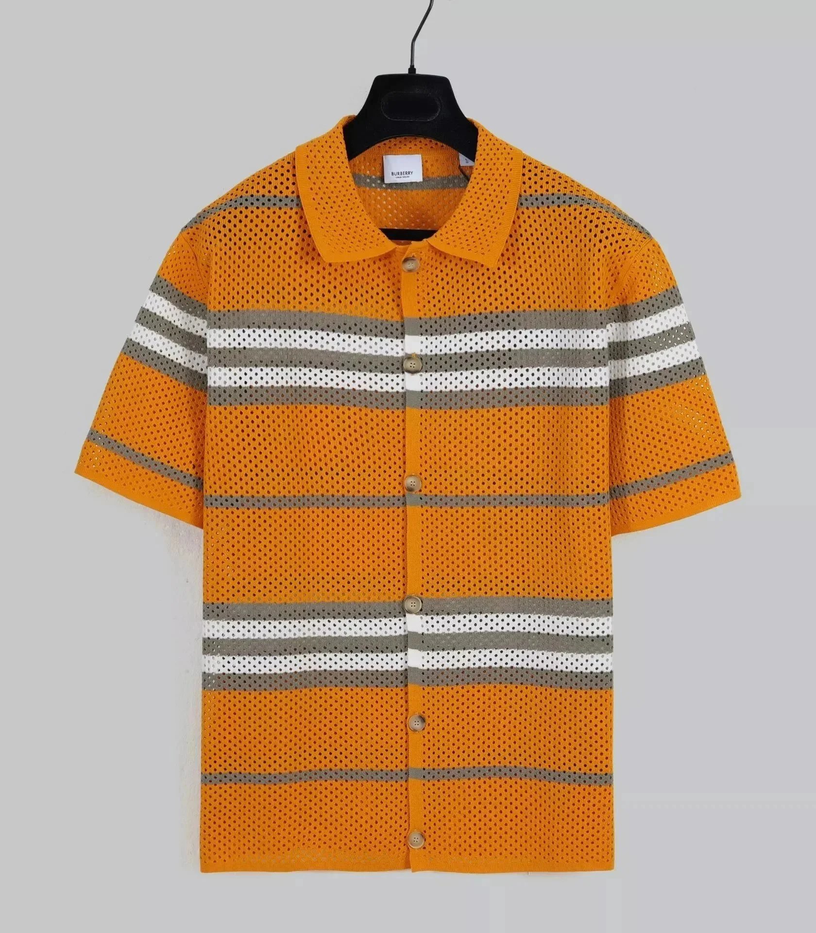 Burberry Open-knit striped short-sleeve tops image 4
