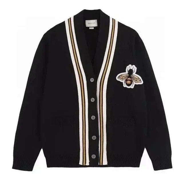 Gucci Knitwear Bee-patch striped cardigan product detail image 4