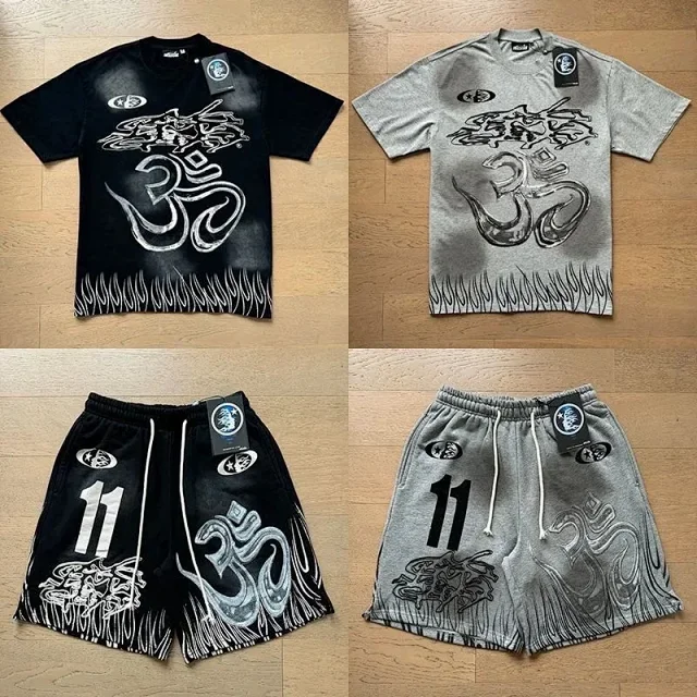 Hellstar Matching Sets Graphic short-sleeve T-shirt and drawstring shorts set product detail image 1