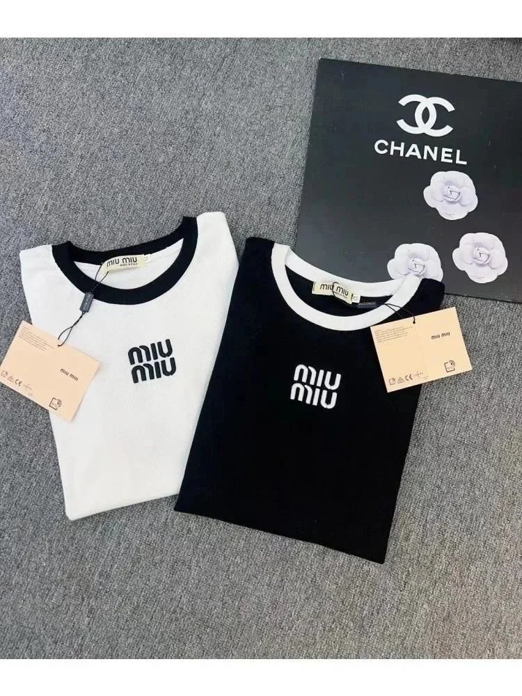 Miu T-Shirts Short-Sleeve Logo Ringer T-Shirt image 4