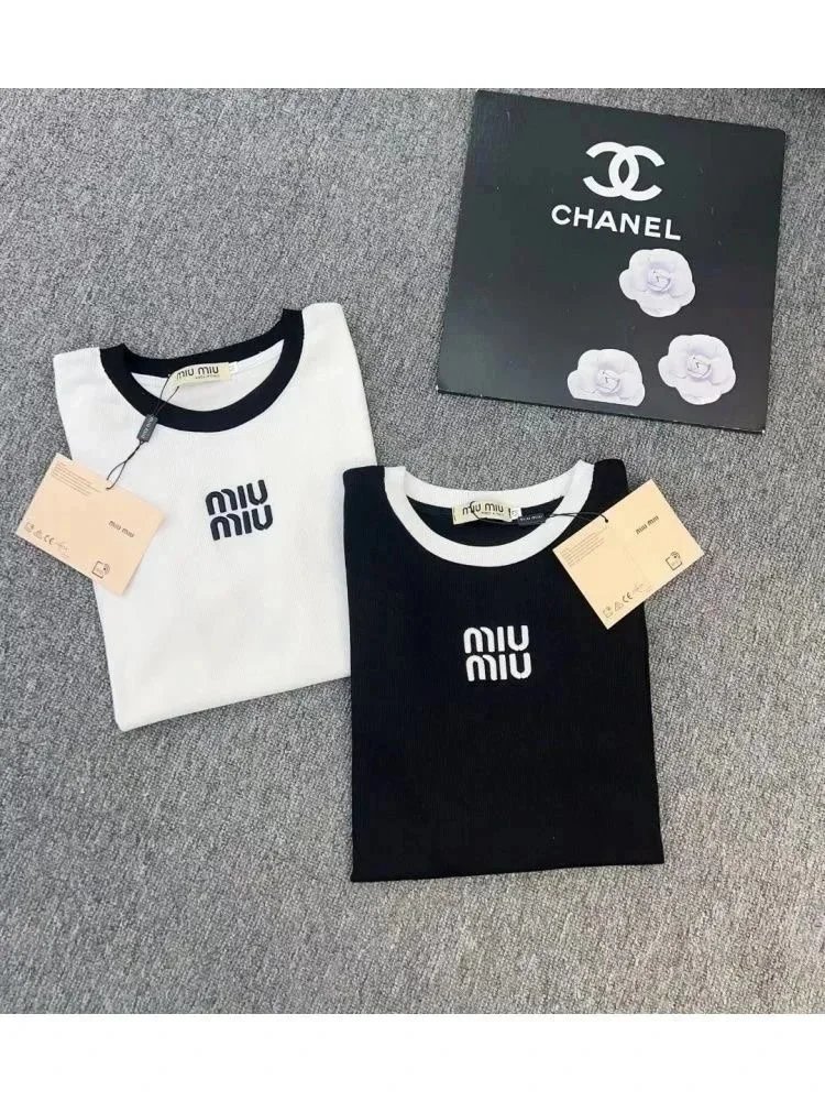 Miu T-Shirts Short-Sleeve Logo Ringer T-Shirt image 5