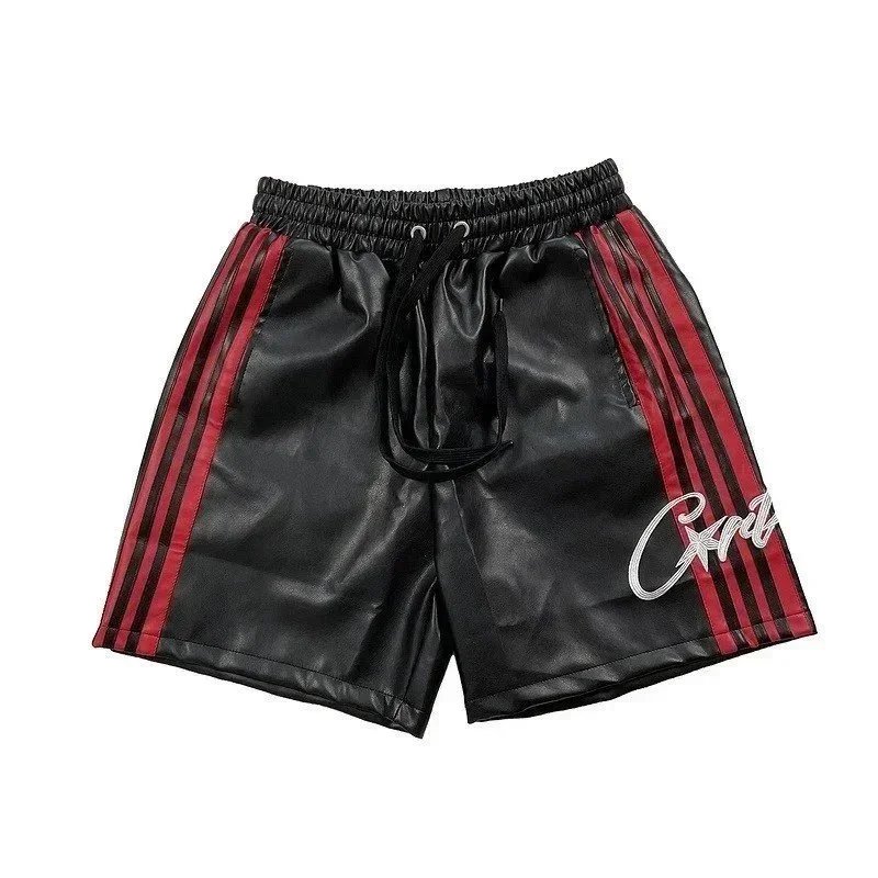 Unbranded Shorts Color-block striped with webbing belt — V17