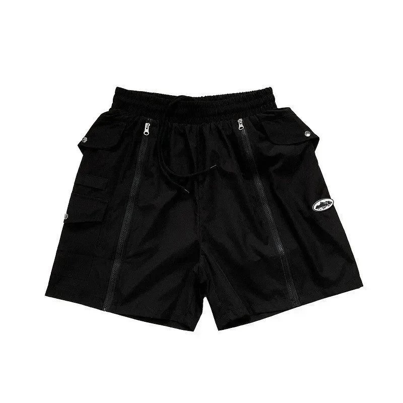 Unbranded Shorts Color-block striped with webbing belt — V24