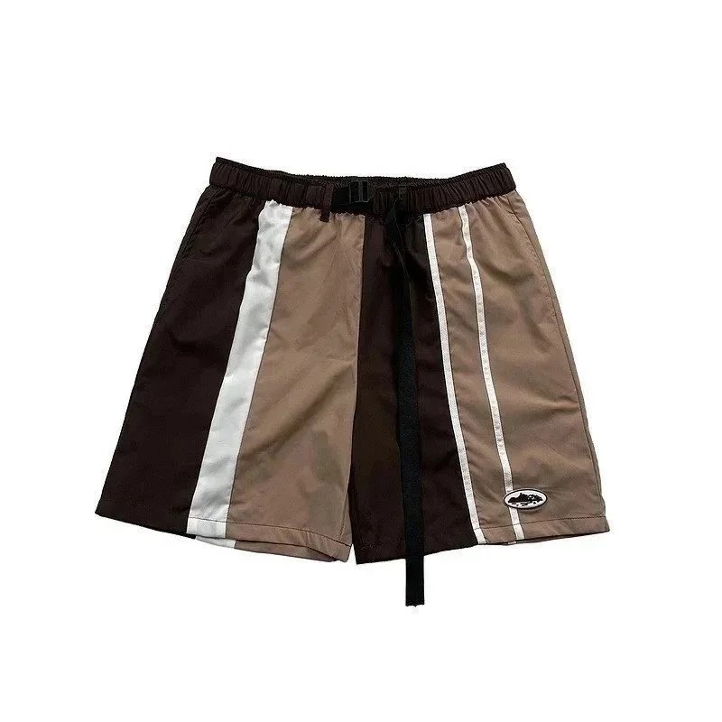 Unbranded Shorts Color-block striped with webbing belt image 4