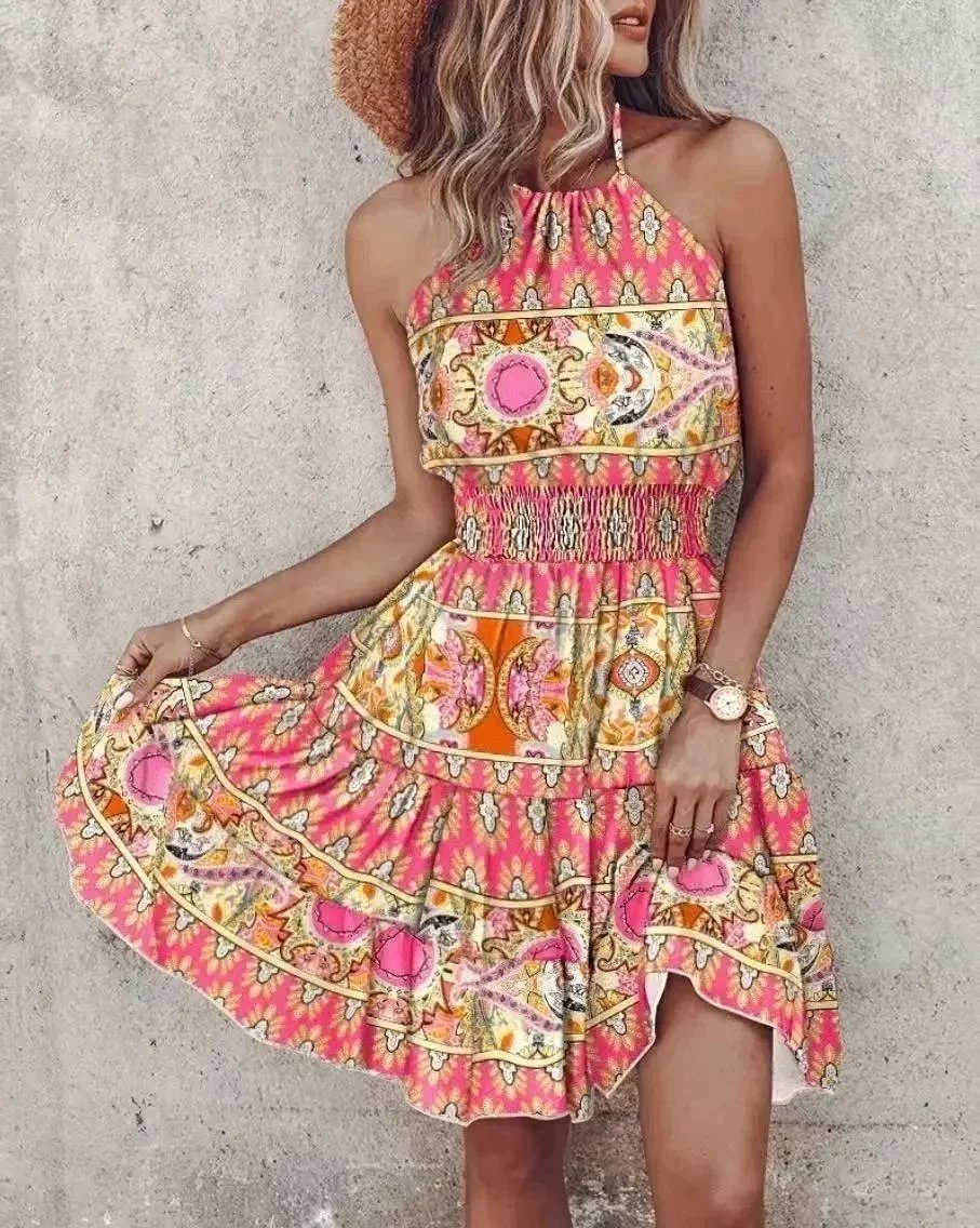 Unbranded Dresses Halter Neck Printed Swing Dress — 21