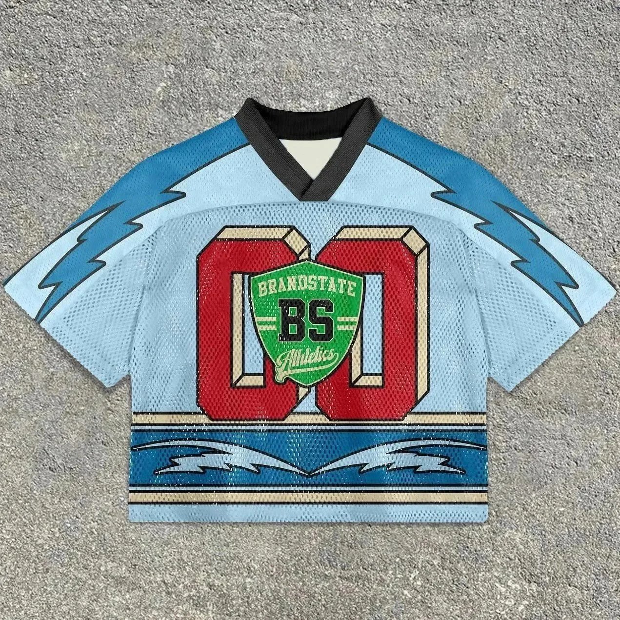 Unbranded Football Jerseys Mesh V-Neck Graphic Jersey — 16 Blue-Green