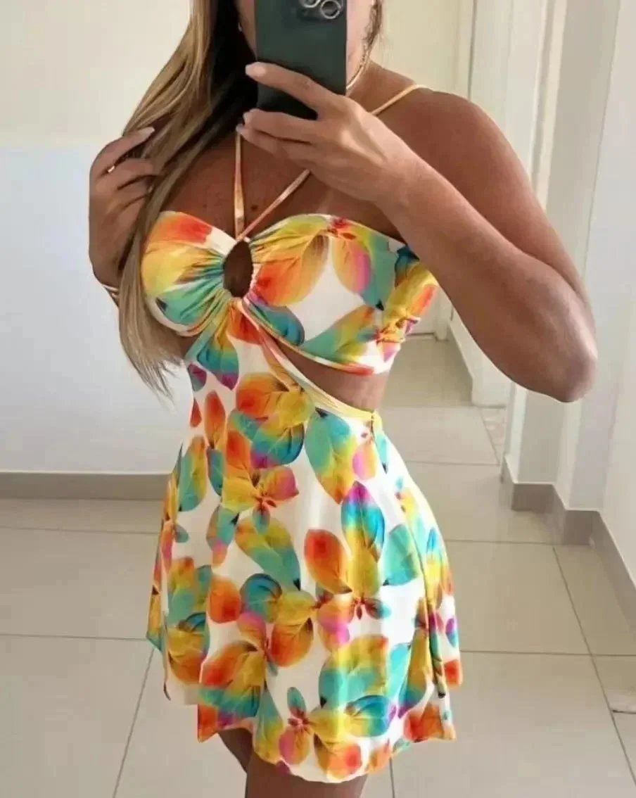 Unbranded Dresses Halter Neck Printed Swing Dress — 28