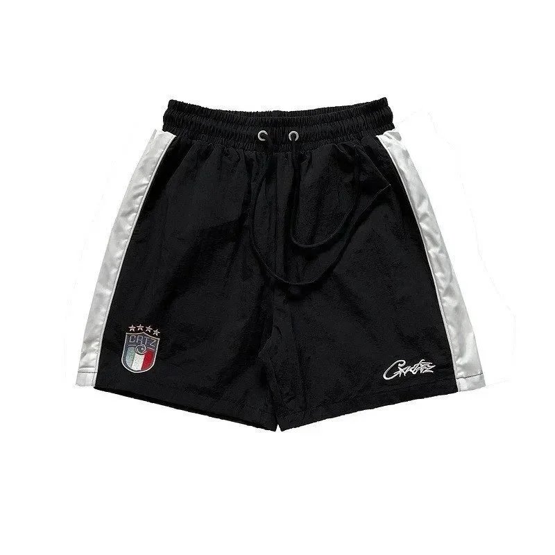 Unbranded Shorts Color-block striped with webbing belt — V13