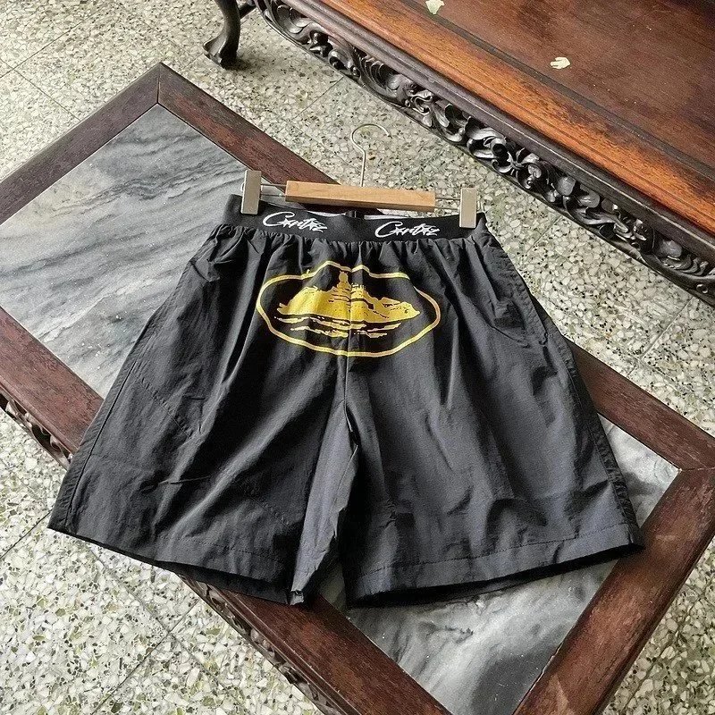 Unbranded Shorts Color-block striped with webbing belt — V9