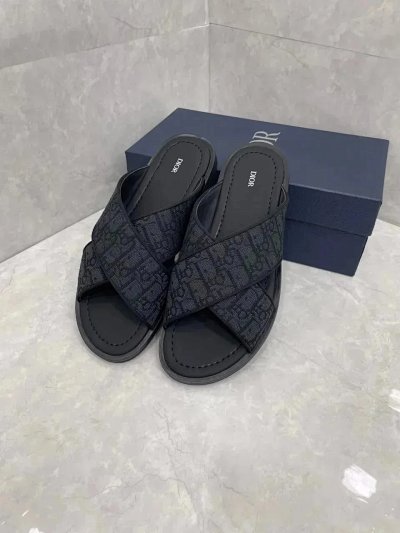 Dior Oblique Cross-Strap Slide Sandals