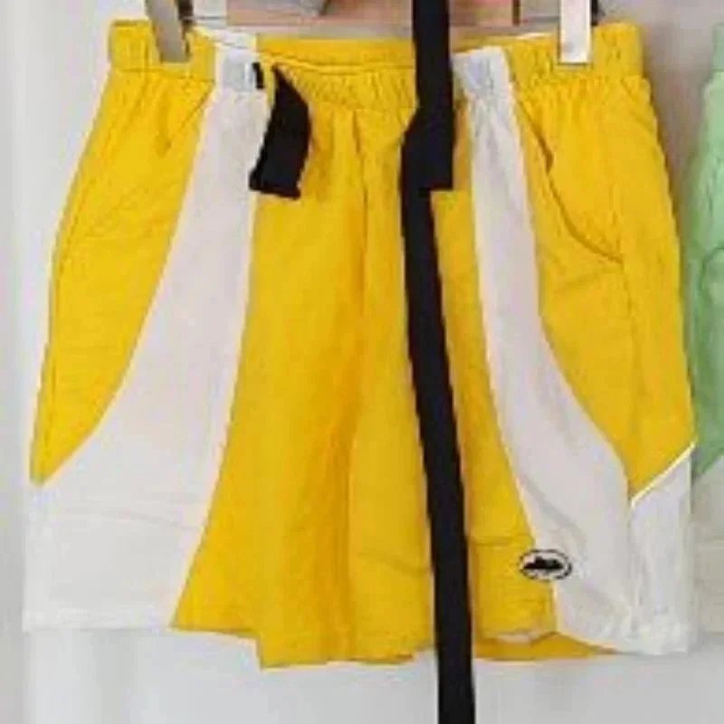 Unbranded Shorts Color-block striped with webbing belt — V28