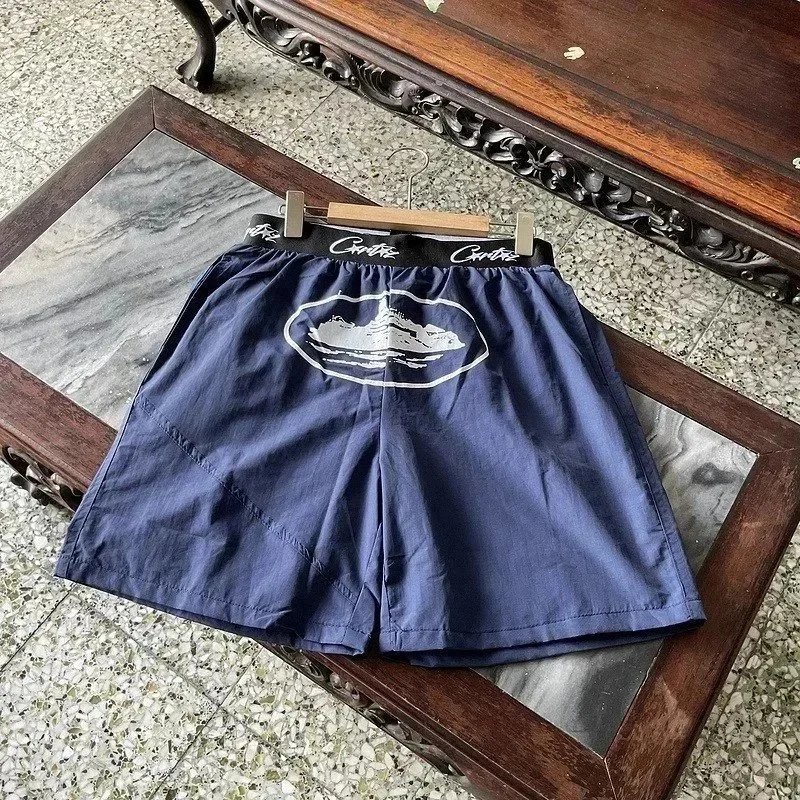 Unbranded Shorts Color-block striped with webbing belt — V6