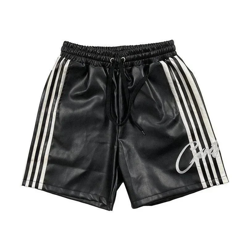 Unbranded Shorts Color-block striped with webbing belt — V14