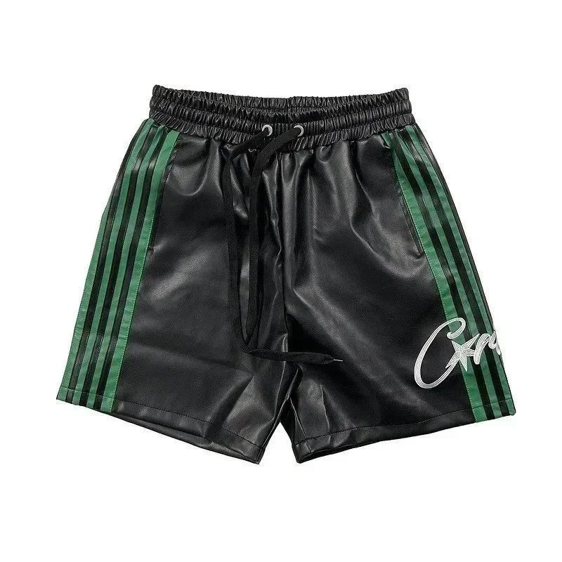 Unbranded Shorts Color-block striped with webbing belt — V16