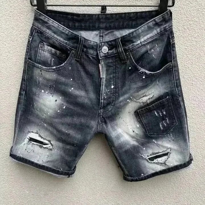 Unbranded Shorts Denim with patches and distressed details — 39 black 005