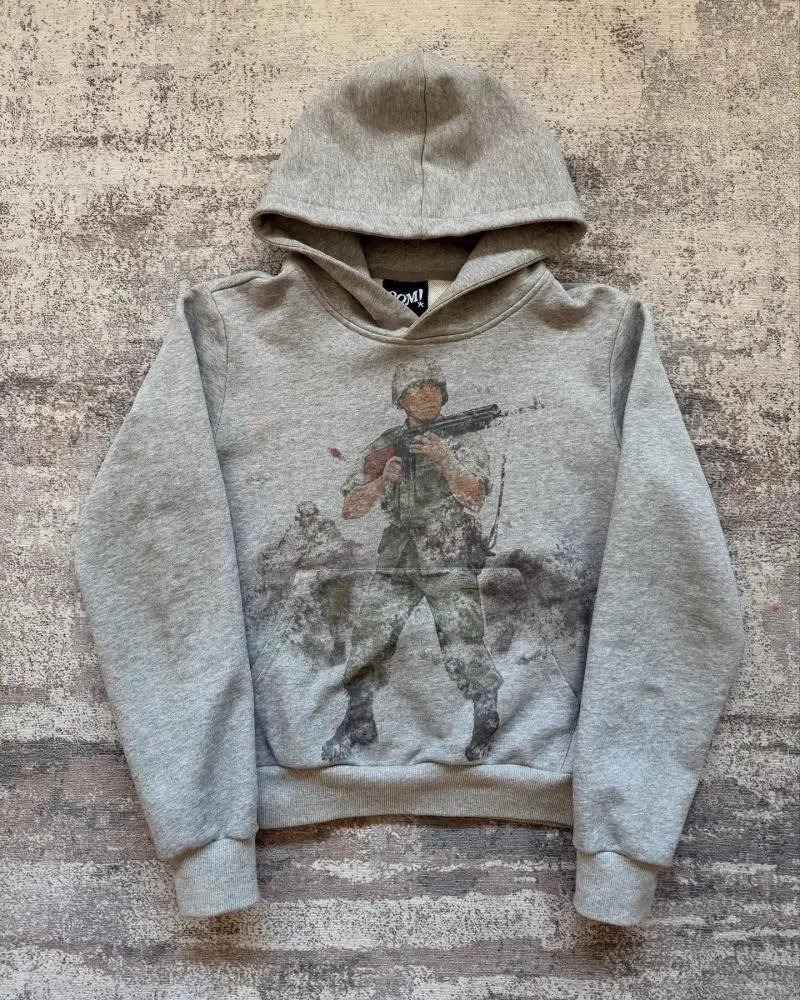Sweater Vintage Print Heather Gray