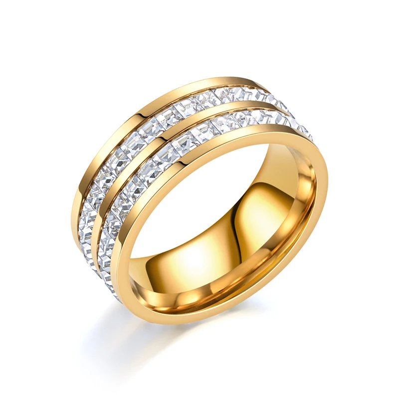 Gold - Double Row Small Square Zirconia