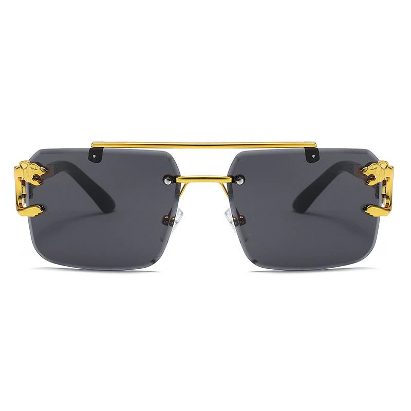 Gold Frameless Sunglasses with Animal Head Design