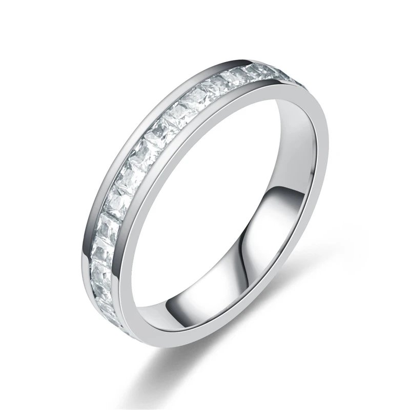 Silver - Single Row Small Square Zirconia