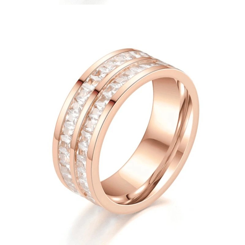 Rose Gold - Double Row Small Square Zirconia