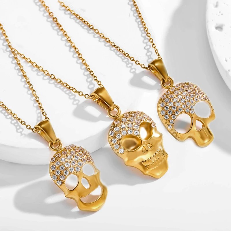 Gold Skull Pendant Necklaces