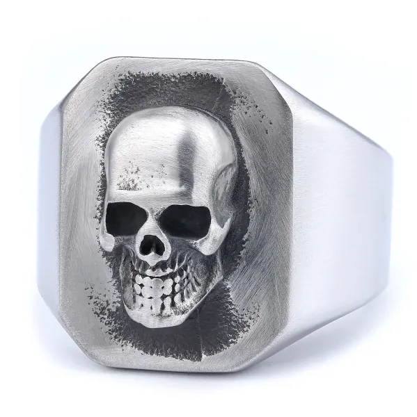 Design Skull Signet Ring Silver Jewelry - 1