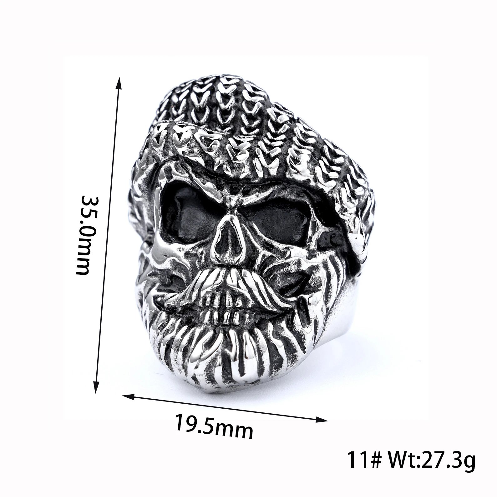 Design Grim Reaper Skull Ring Silver Jewelry - 9