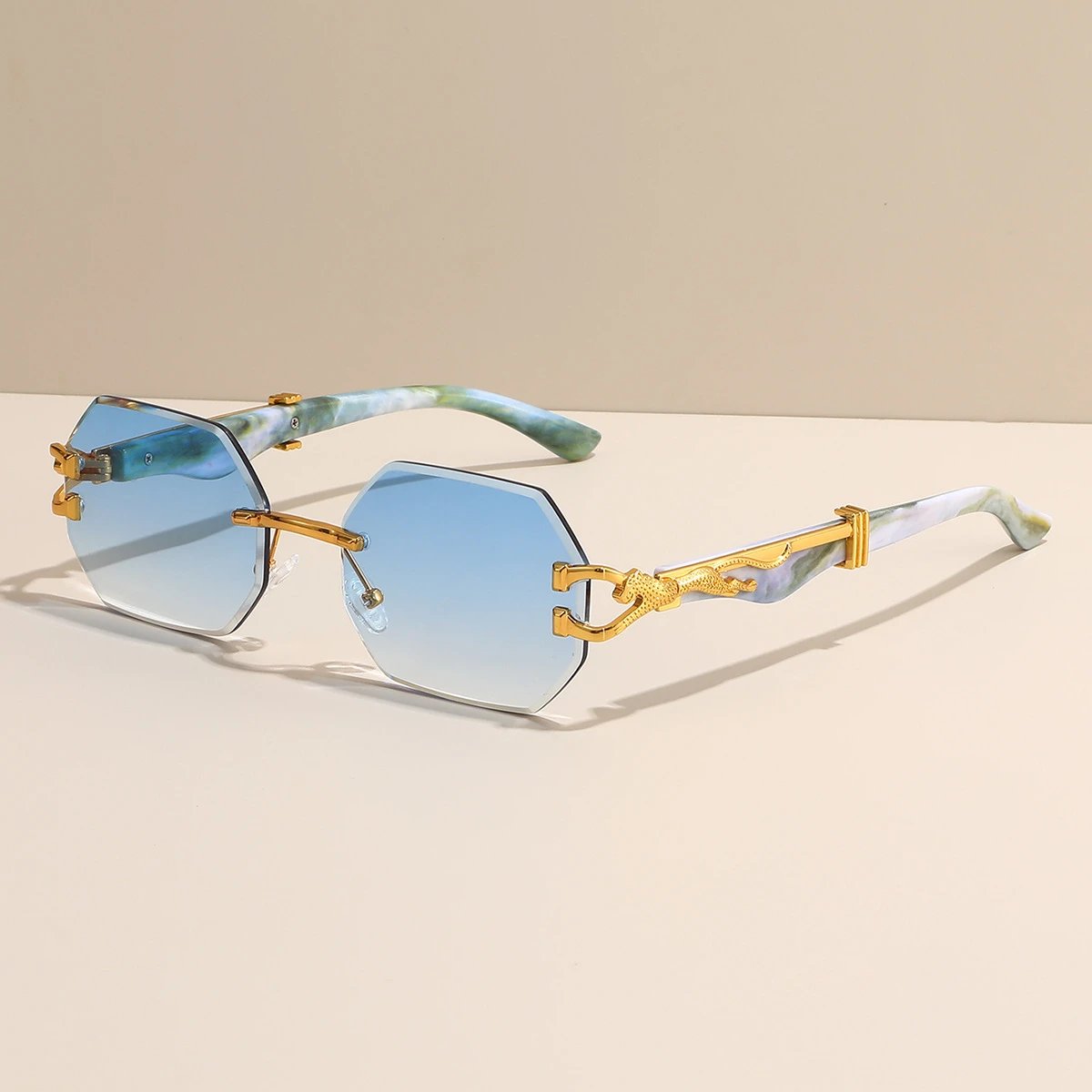 Rimless Octagonal Sunglasses
