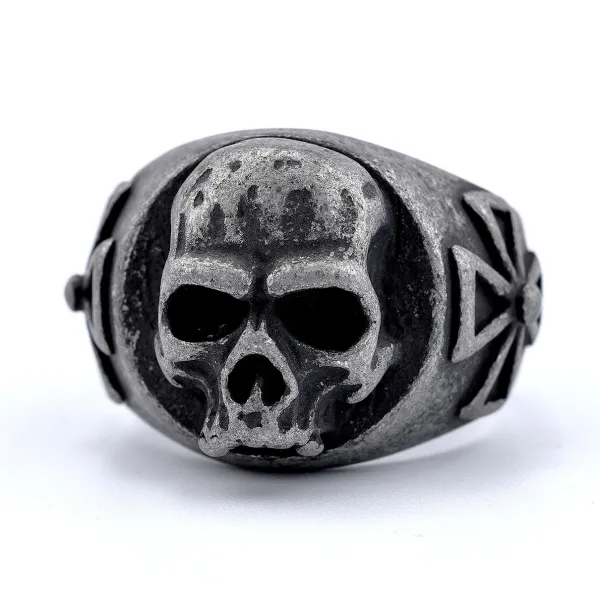 Design Skull Ring Silver-Gray Oxidized Metal Ring Jewelry - 1