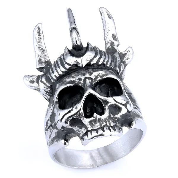 Design Skull Crown Ring Silver Jewelry - 1