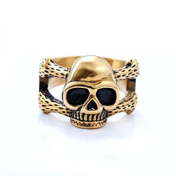 Design Skull and Crossbones Ring Gold Jewelry - 1