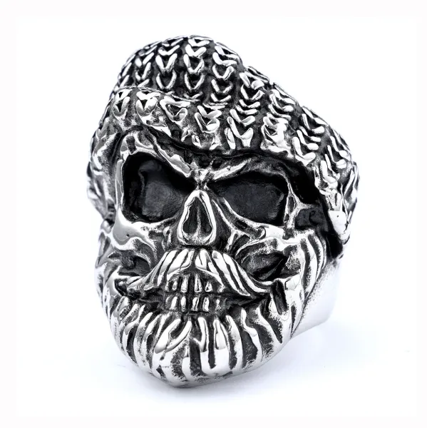 Design Skull Ring Silver Tone Metal Accessory Jewelry - 1