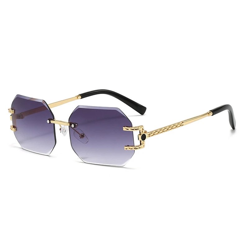 Metal rimless polygonal sunglasses - 723823