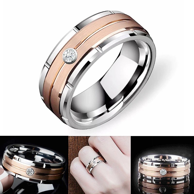 Rose Gold and Silver Ring with Diamond