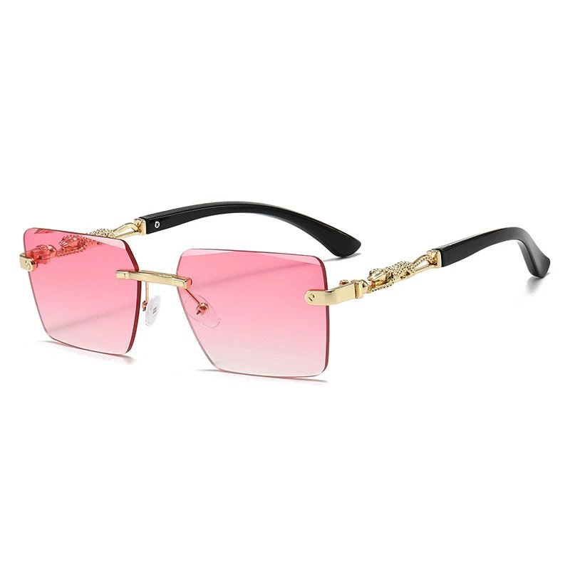 Pink Gradient Rimless Sunglasses
