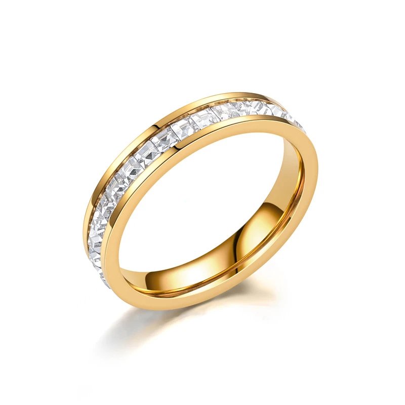 Gold - Single Row Small Square Zirconia