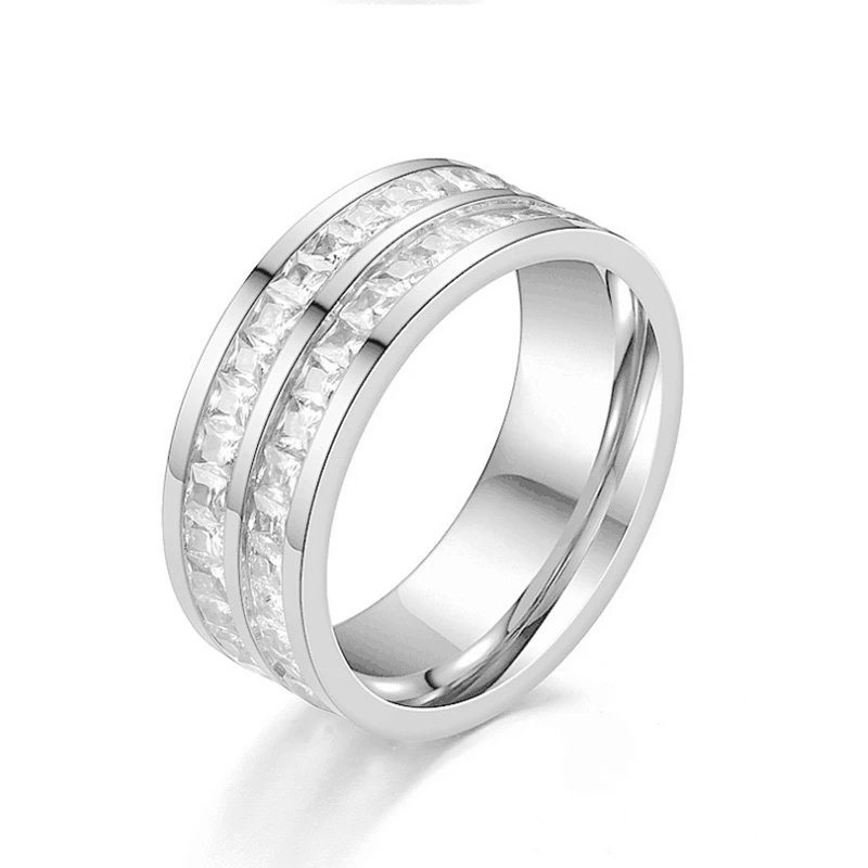 Silver - Double Row Small Square Zirconia