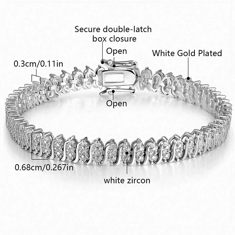 White Gold Plated Zircon Tennis Bracelet
