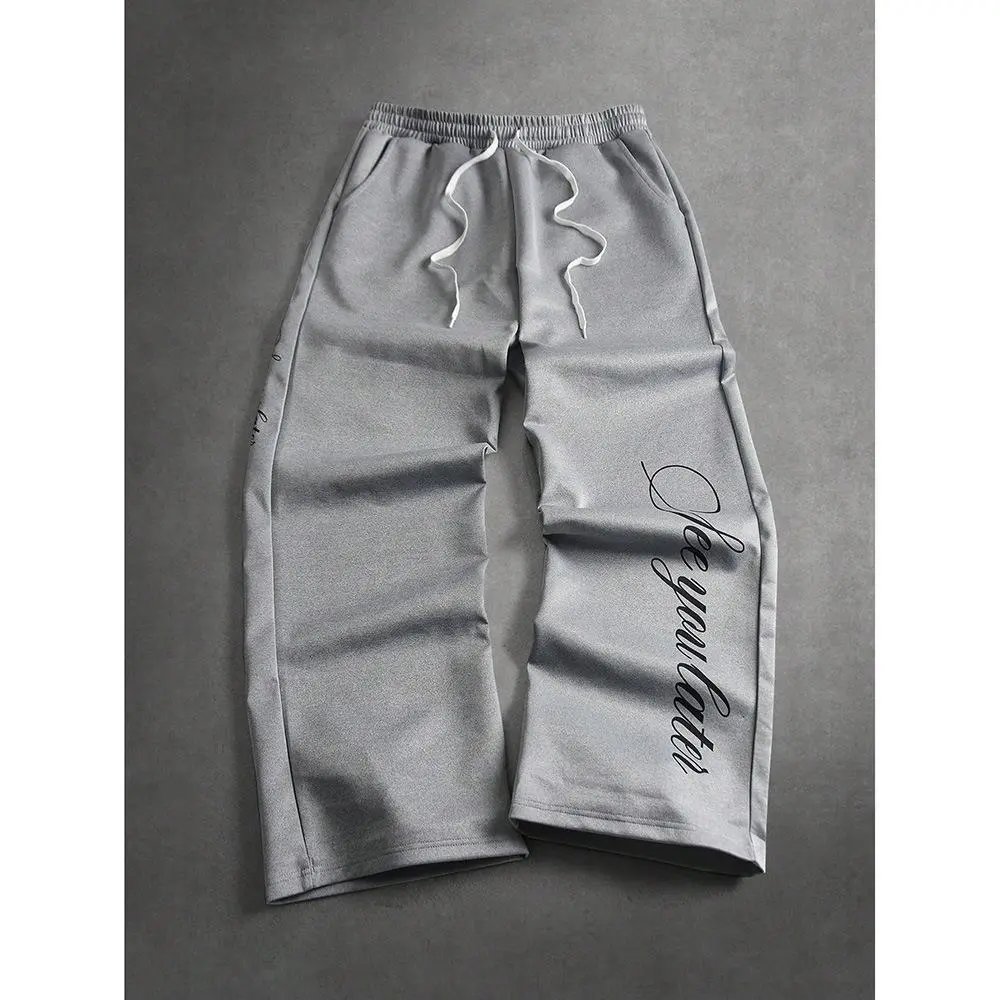 Straight leg pants -3 light gray