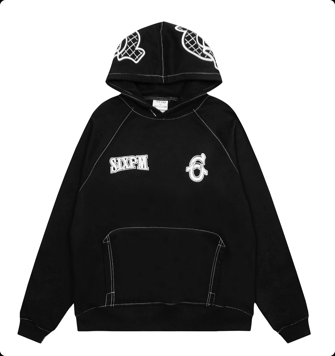 6PM True Religion Hoodie Logo Embroidery Black