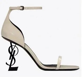 Saint Laurent Tribute Y-Heel White Patent Leather Ankle-Strap Stilettos - 11