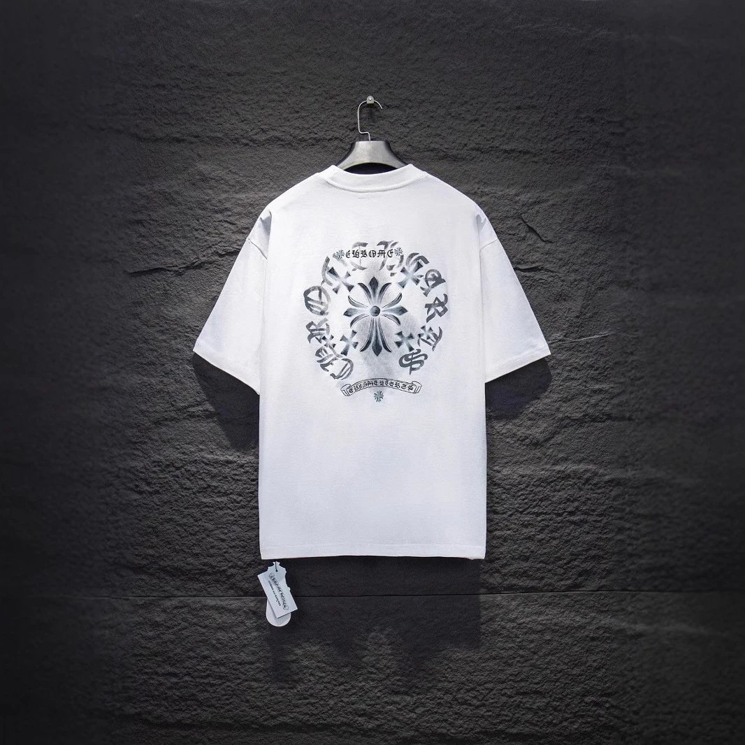 Black Cotton T-Shirt White Floral Embroidery Streetwear
