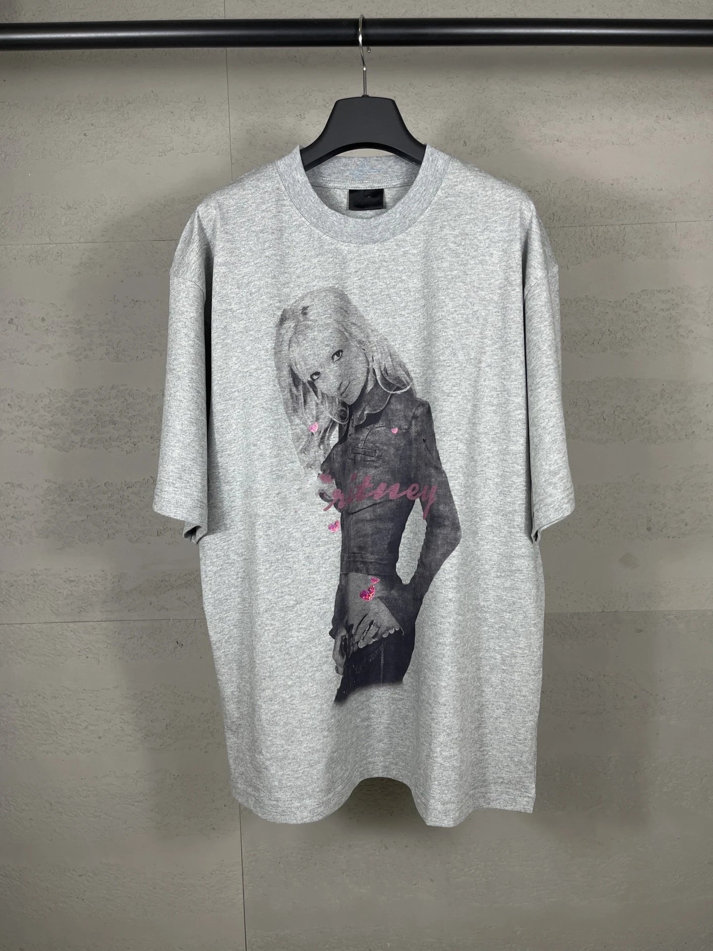Britney Spears x Unknown Brand Graphic Print Oversized Gray T-Shirt